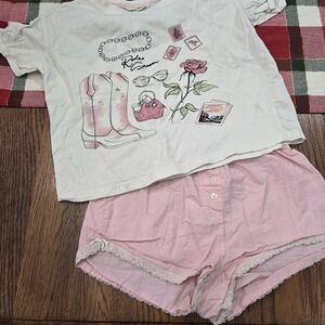 Kids Pajamas Set with Graphic Tee and Shorts